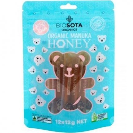 Biosota Organic Manuka Honey Straws In Zib Bag 12g x 12 Straws