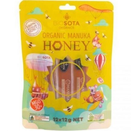 Biosota Honey Straws Mgo30+ In Zip Bag Australian Animals 12g x 12 Straws