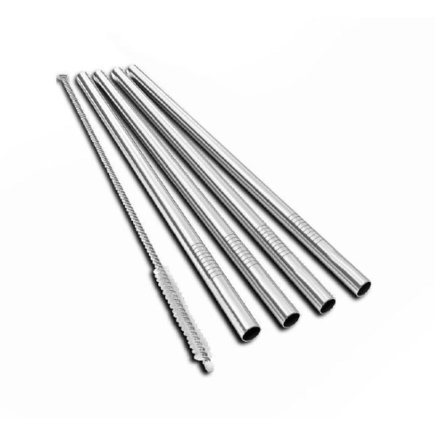 Uber Bar Tools Straws 4pc with Brush Stainless Steel