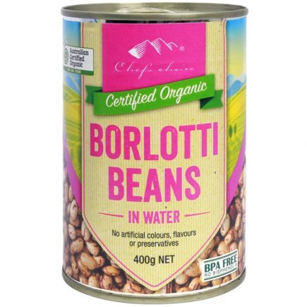 Chef's Choice Organic Borlotti Beans In Water 400g